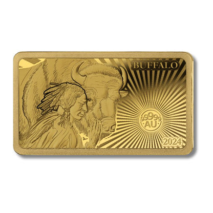 2024 Solomon Islands World’s Purest Bullion Buffalo 1/100 oz Proof Gold Bar