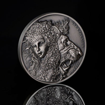 2024 St. Helena Modern Una and The Lion 2oz Silver Antiqued Coin