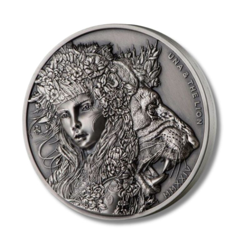 2024 St. Helena Modern Una and The Lion 2oz Silver Antiqued Coin