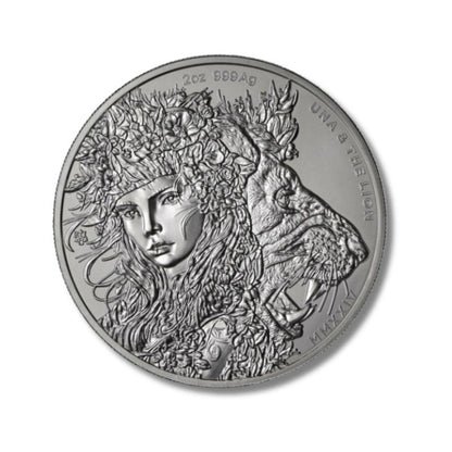 2024 St. Helena Modern Una and The Lion 2oz Silver Antiqued Coin