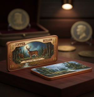 2025 10oz Whitetail Deer .999 Copper Bar Colorized - Captain’s Chest Bullion