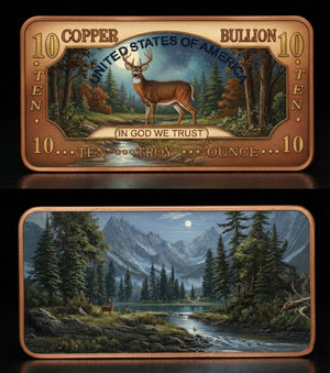 2025 10oz Whitetail Deer .999 Copper Bar Colorized - Captain’s Chest Bullion