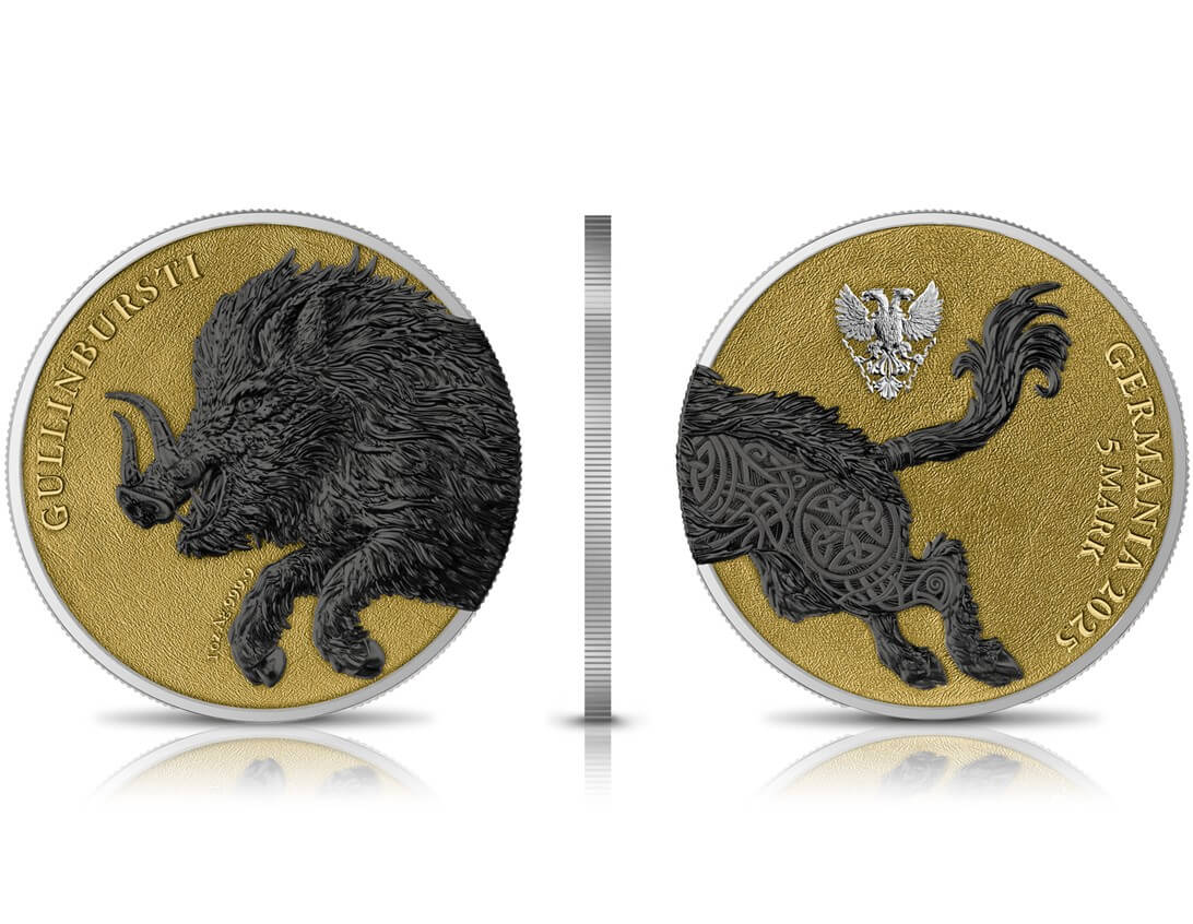 2025 Germania Beasts Gullinbursti Geminus 2 x 1 oz Silver Gilded Coin