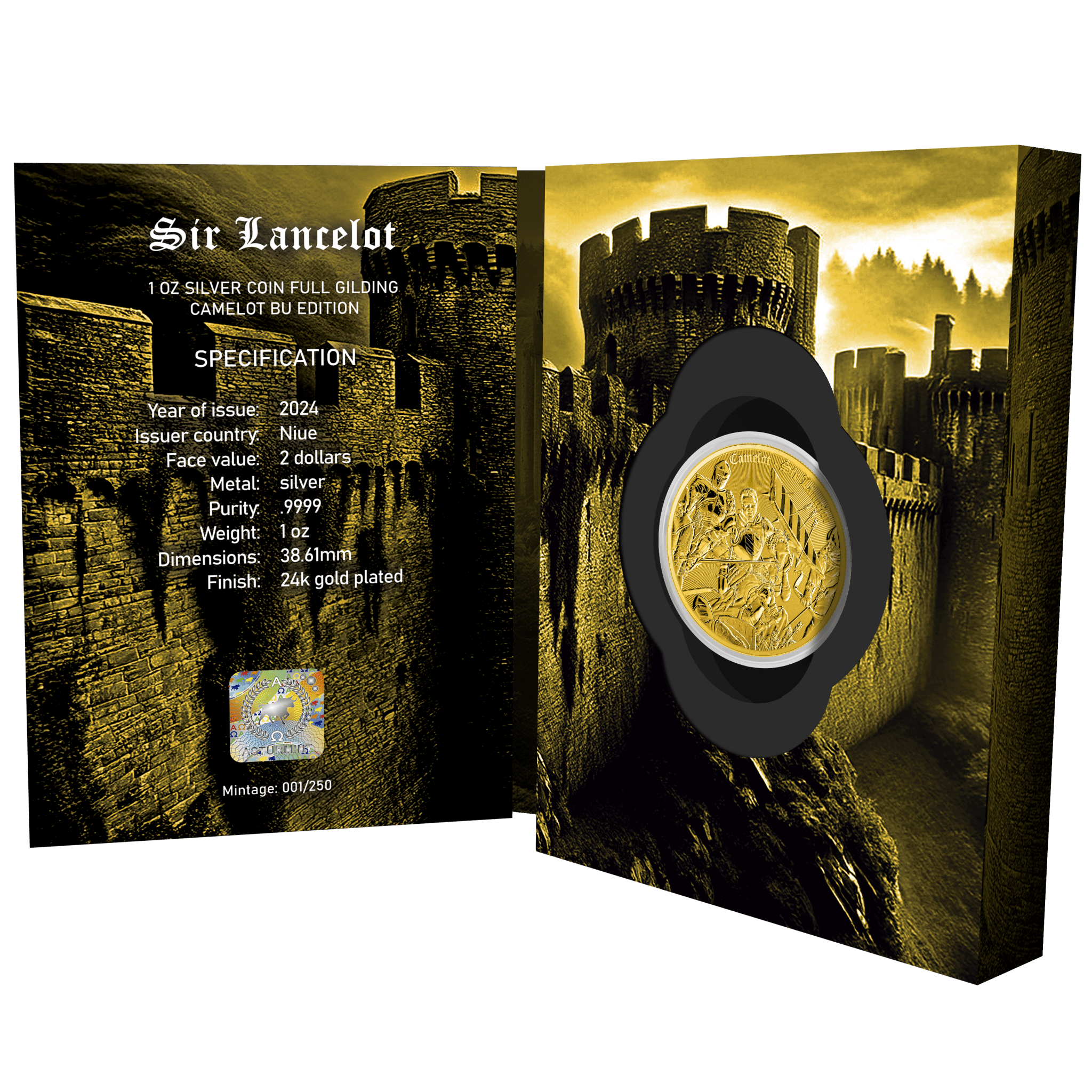 2025 Camelot Sir Lancelot 1oz .999 Silver Coin in Gold Gilding - Captain’s Chest Bullion