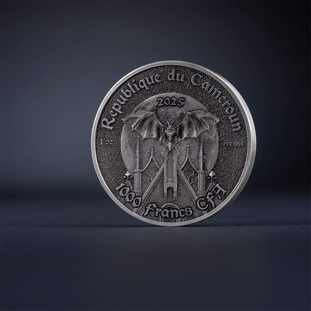 2025 Cameroon Raven Antique Finish 1oz .999 Silver Coin Color and Gilding - Captain’s Chest Bullion