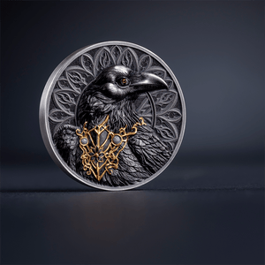 2025 Cameroon Raven Antique Finish 1oz .999 Silver Coin Color and Gilding - Captain’s Chest Bullion