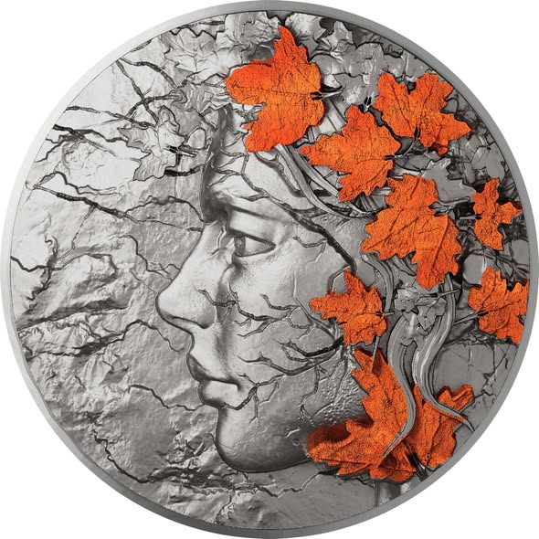 2025 Cameroon Whispers of the Maple Autumn Antique 2 oz Silver 1 kg Copper Coin - Captain’s Chest Bullion