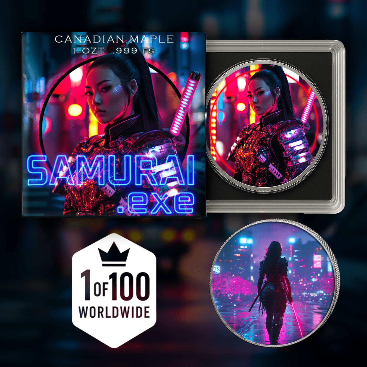 2025 Canada Maple Samurai Edition .9999 Silver Coin Colorized - Captain’s Chest Bullion