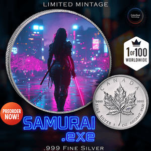 2025 Canada Maple Samurai Edition .9999 Silver Coin Colorized - Captain’s Chest Bullion