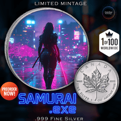 2025 Canada Maple Samurai Edition .9999 Silver Coin Colorized