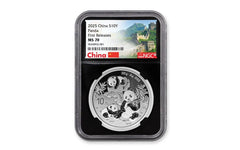 2025 China 30-gm Silver Panda NGC MS70 FR w/Black Core & Great Wall Label