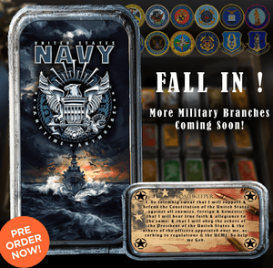 2025 Colorized Art Bar U.S. Navy 1oz .999 Silver Bar - Captain’s Chest Bullion