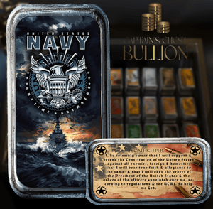 2025 Colorized Art Bar U.S. Navy 1oz .999 Silver Bar - Captain’s Chest Bullion