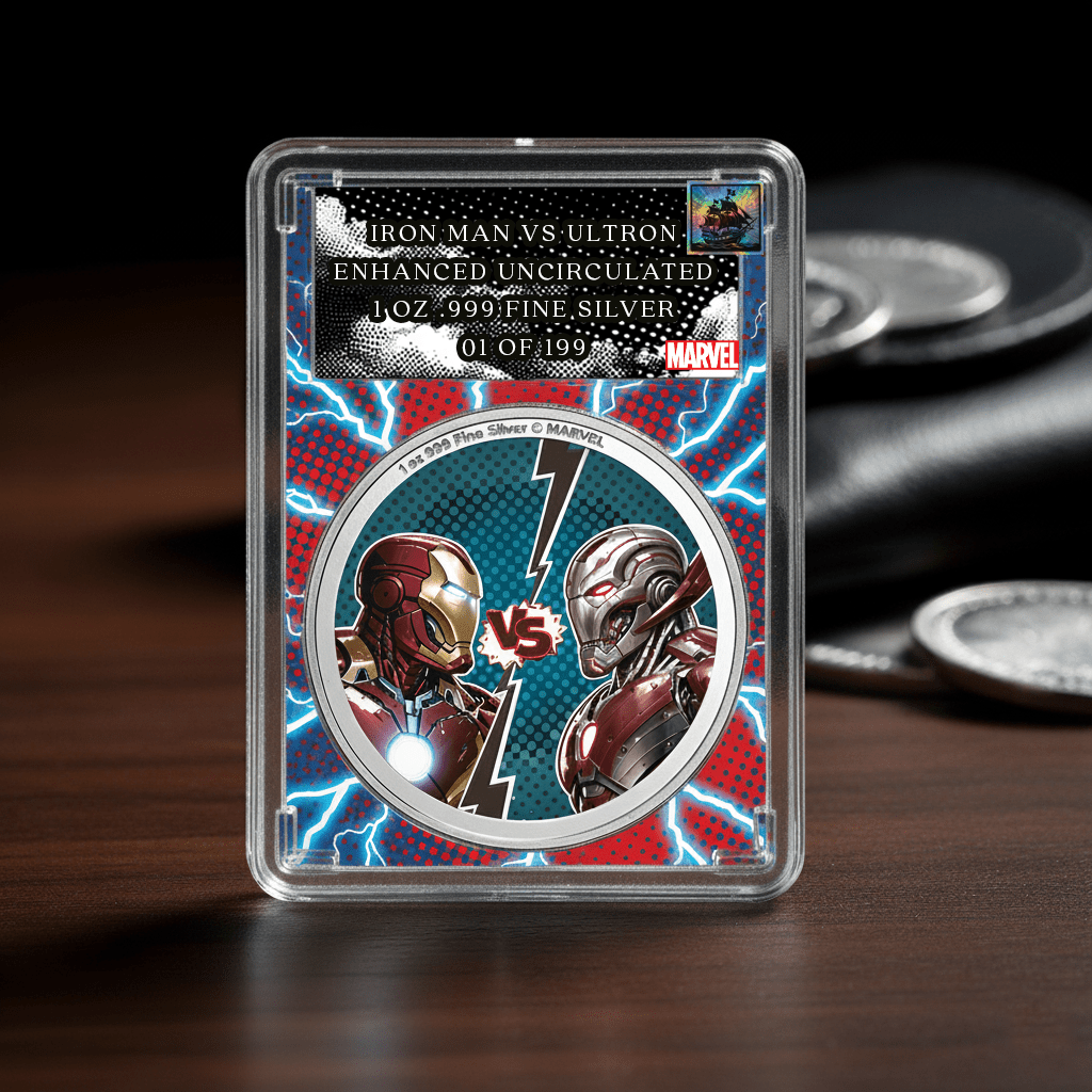 2025 Enhanced Pamp Ironman Vs. Ultron 1oz .999 Silver Coin in Slab - Captain’s Chest Bullion