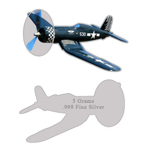 2025 F - 4U Corsair Fully Shaped Silver 5 grams .999 Silver Colorized in Card - Captain’s Chest Bullion