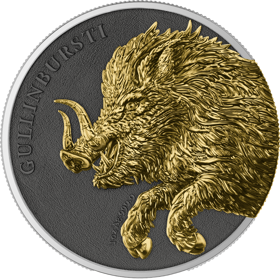 2025 Germania Beasts Gullinbursti Geminus 2 x 1 oz Silver Gilded Coin - Captain’s Chest Bullion