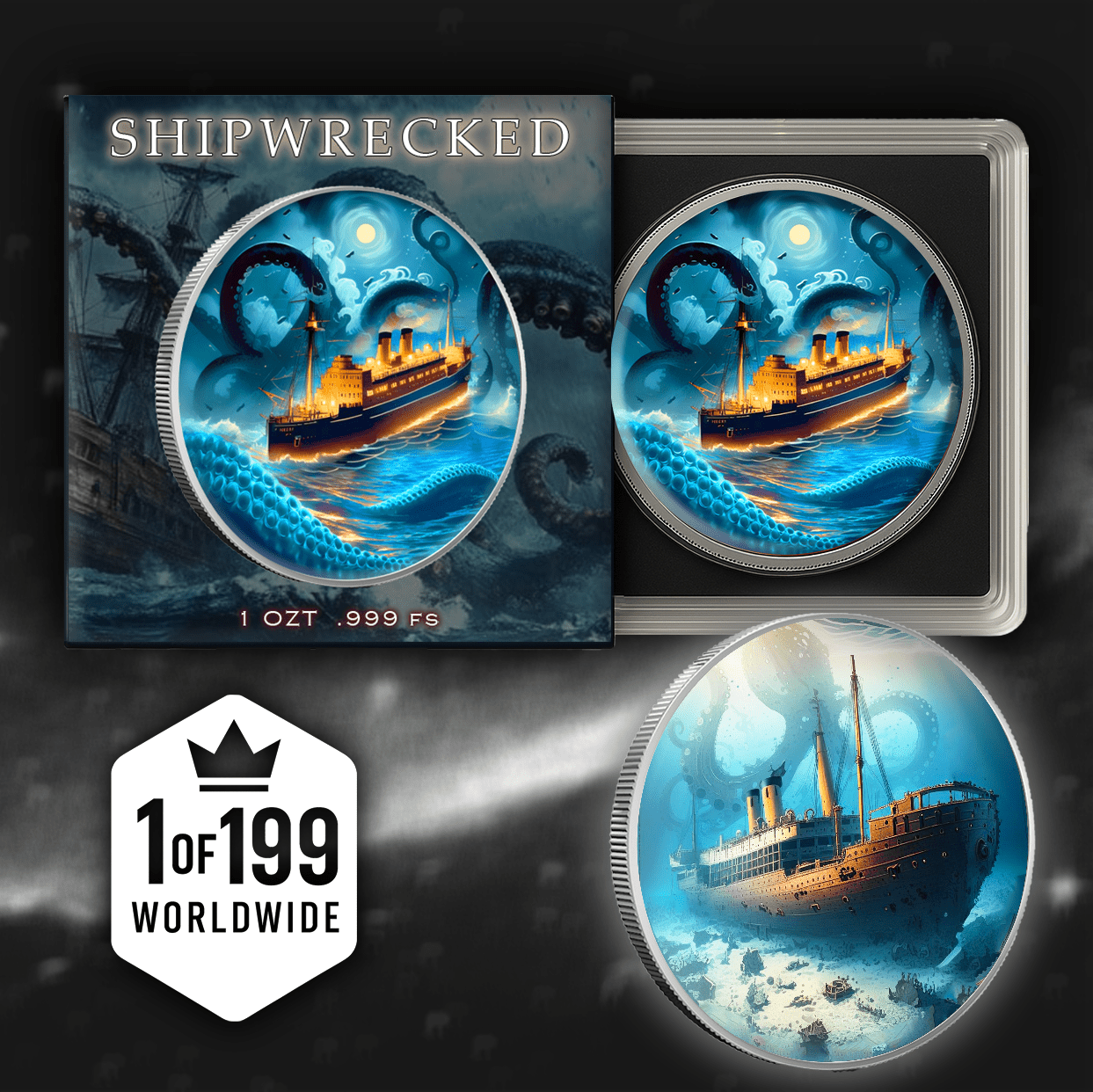 2025 Shipwrecked Tilawa 1oz .999 Silver Colorized Coin - Captain’s Chest Bullion