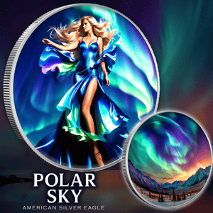 2025 Silver Eagle Aurora Polar Sky Colorized 1oz .999 Silver Coin - Captain’s Chest Bullion