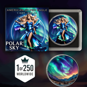2025 Silver Eagle Aurora Polar Sky Colorized 1oz .999 Silver Coin - Captain’s Chest Bullion