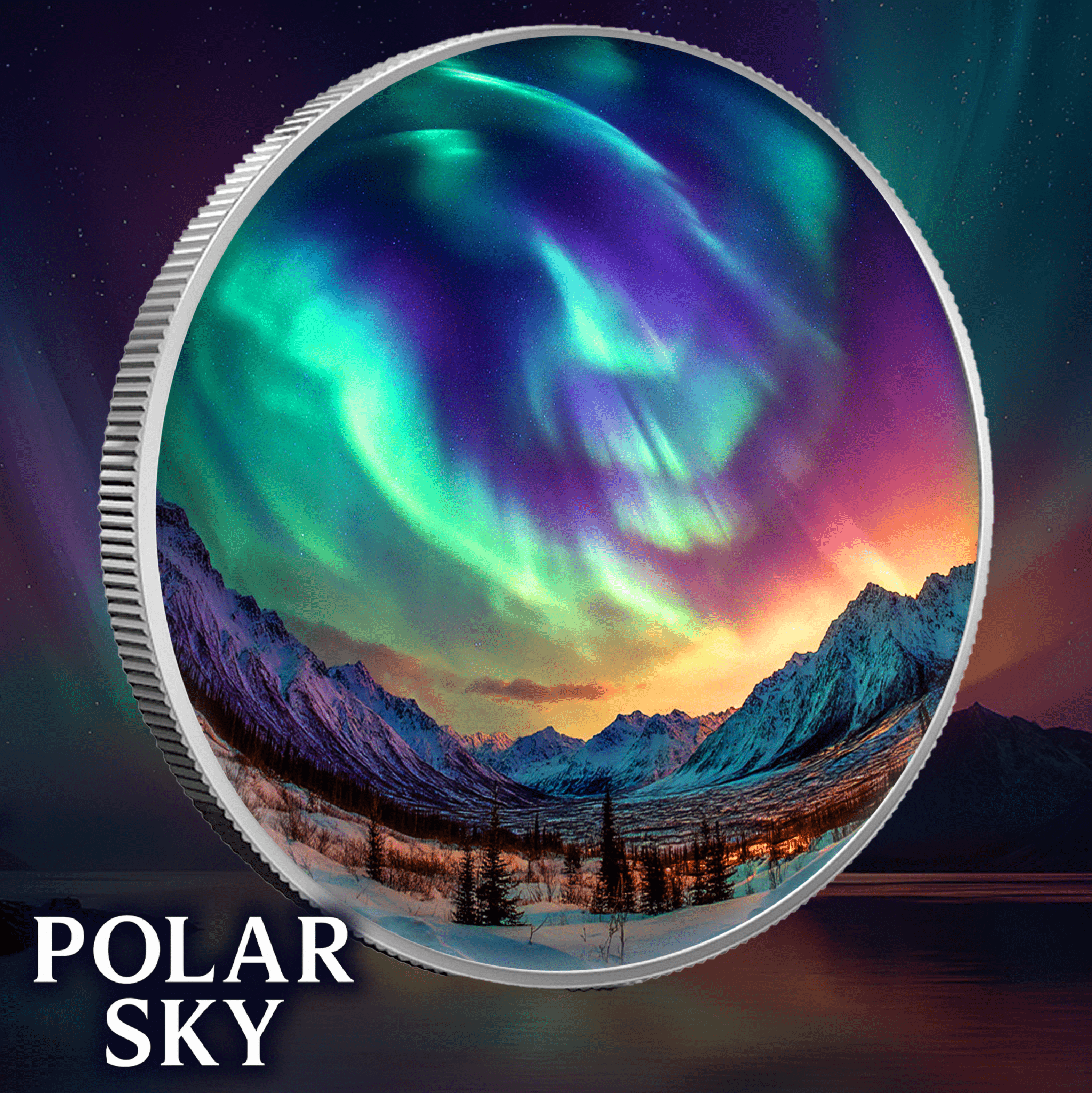 2025 Silver Eagle Aurora Polar Sky Colorized 1oz .999 Silver Coin - Captain’s Chest Bullion