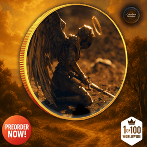 2025 Silver Eagle Colorized & Gold Gilding Fallen Angel .999 1oz Silver Coin - Captain’s Chest Bullion