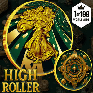 2025 Silver Eagle Gold Gilded High Roller 1oz Colorized .999 Silver Coin - Captain’s Chest Bullion