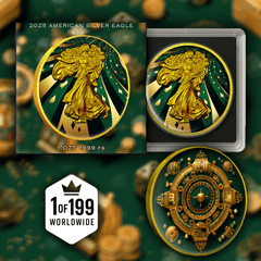 2025 Silver Eagle Gold Gilded High Roller 1oz Colorized .999 Silver Coin