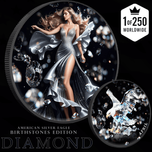 2025 Silver Eagle Month Series "Diamond Edition" 1oz Color Silver Coin - Captain’s Chest Bullion