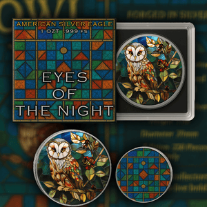 2025 Silver Eagle Mosaic Owl “Eyes of the Night” 1oz .999 Silver Coin - Captain’s Chest Bullion