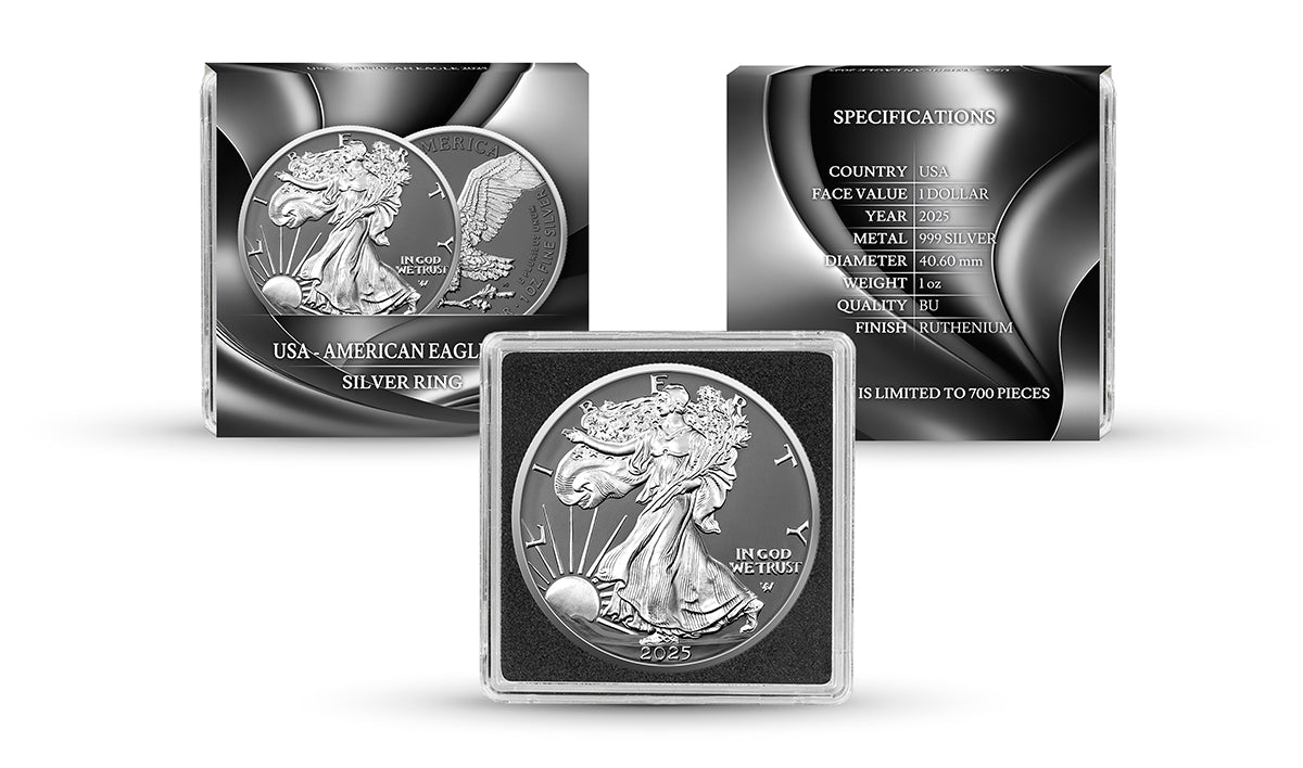 2025 Silver Eagle Silver Ring Edition 1oz .999 Silver Coin Colorized - Captain’s Chest Bullion