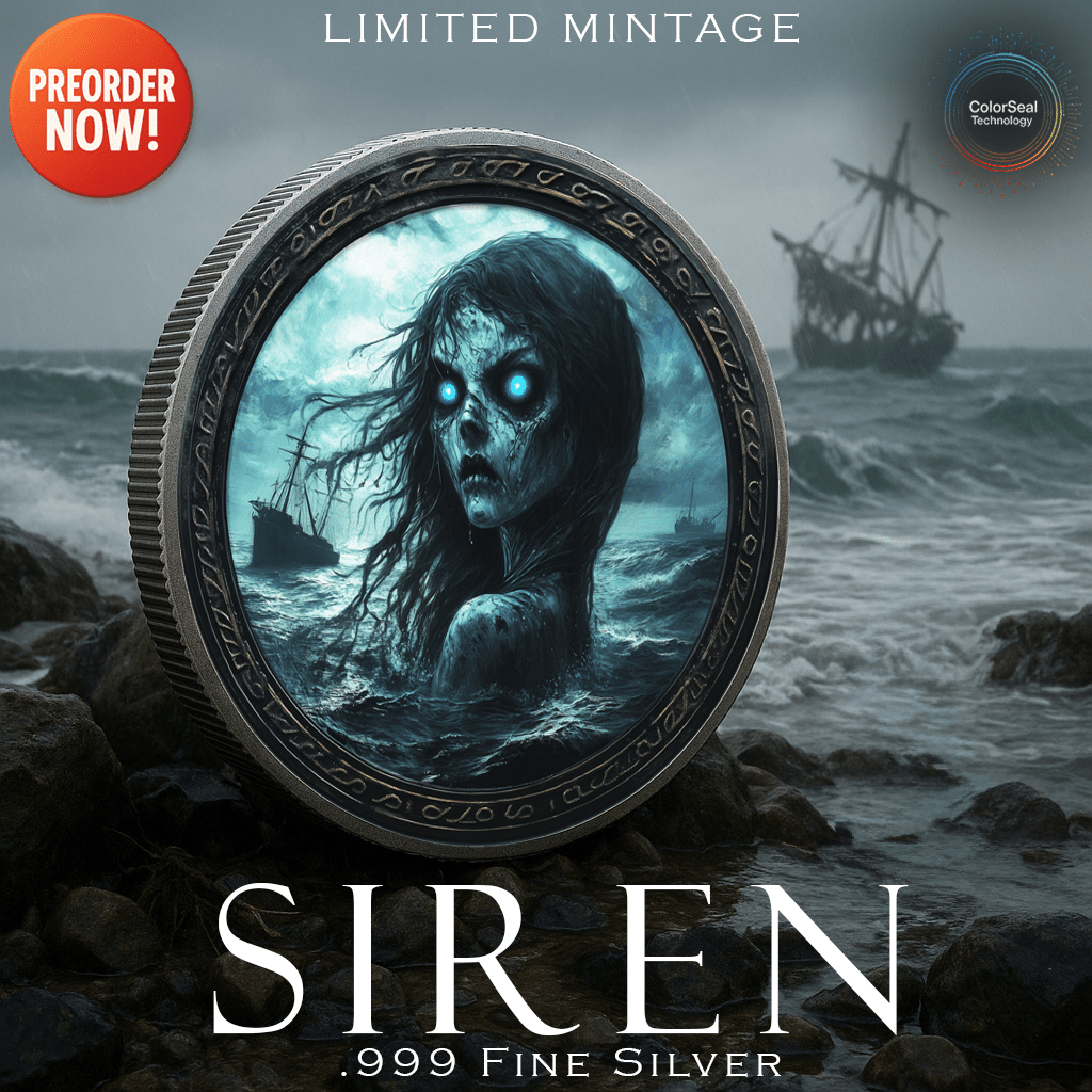 2025 Silver Eagle "The Siren" 1oz Colorized .999 Silver Coin - Captain’s Chest Bullion