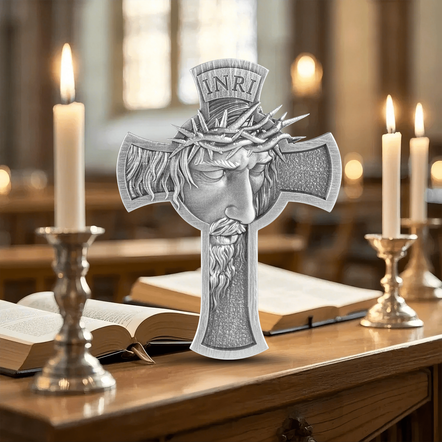 2025 Tchad 1oz .999 Antique Shaped Silver Jesus Cross - Captain’s Chest Bullion