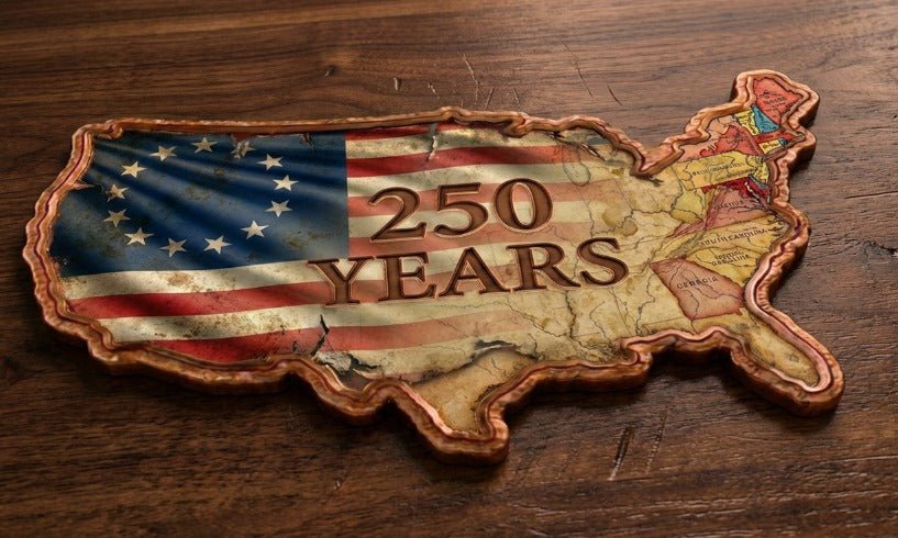 2026 10oz 13 Colonies Frontier .999 Colorized Copper USA Shaped 250 years Anniversary Bar - Captain’s Chest Bullion