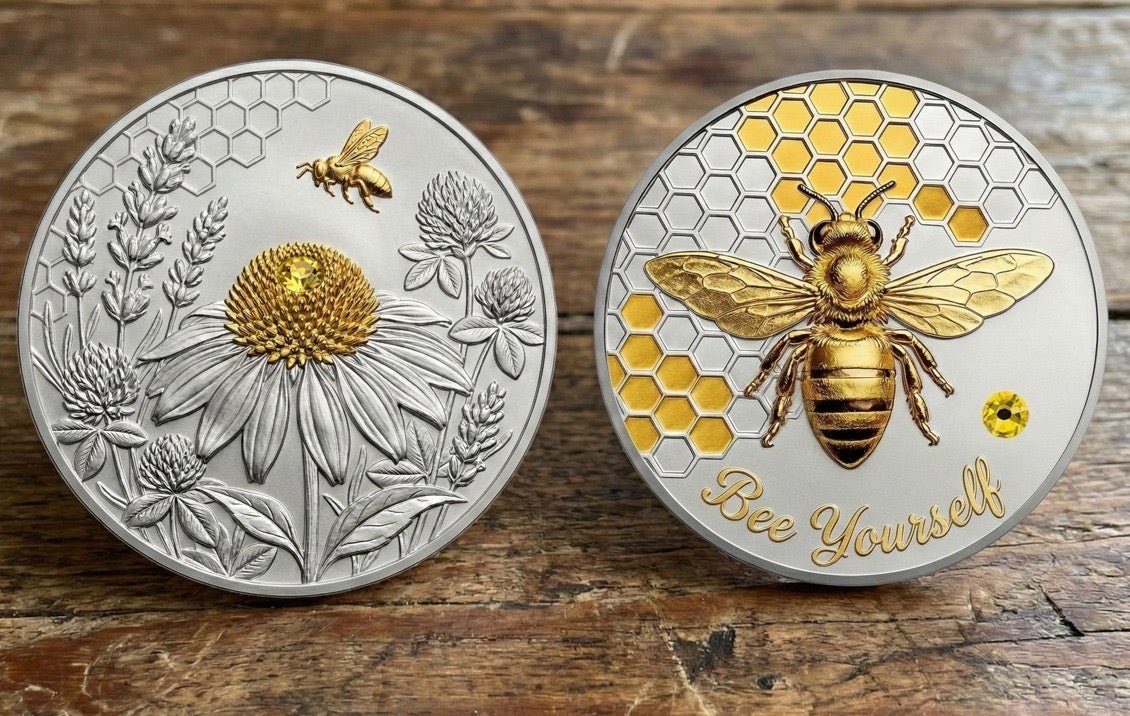 2026 Bee Yourself Silver & Gold Gilded 1oz ADVP .999 Fine Copper Core Collectible Medal - Captain’s Chest Bullion