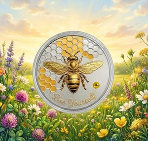 2026 Bee Yourself Silver & Gold Gilded 1oz ADVP .999 Fine Copper Core Collectible Medal - Captain’s Chest Bullion