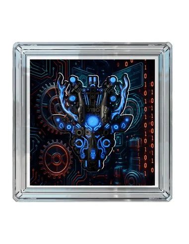 2026 Cameroon 2oz Steampunk Mech Antlers Antiqued .999 Silver with UV Effect - Captain’s Chest Bullion