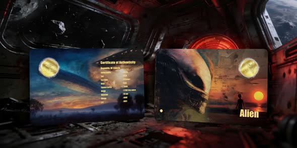 2026 Liberia Alien 1/200 oz .9999 Gold Coin in Card - Captain’s Chest Bullion