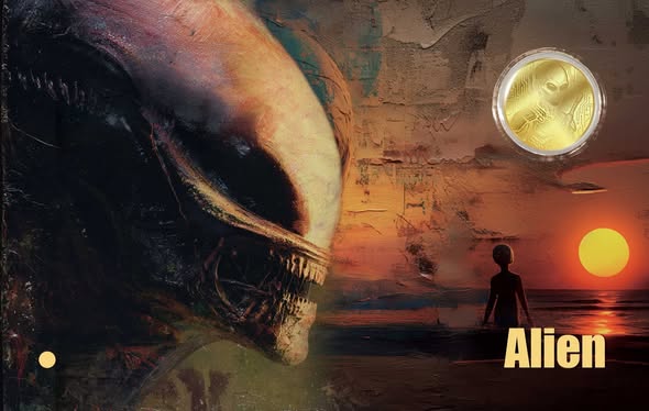 2026 Liberia Alien 1/200 oz .9999 Gold Coin in Card - Captain’s Chest Bullion