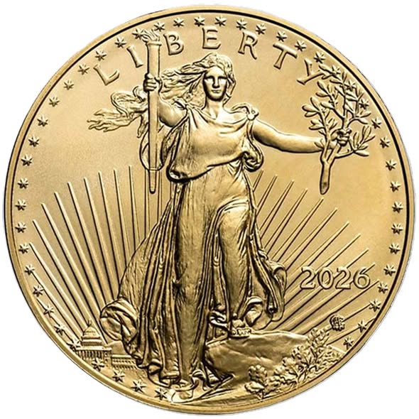 2026 Liberia American Gold Eagle 1/200 oz .9999 Gold Coin in Card - Captain’s Chest Bullion