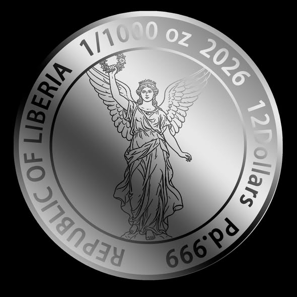 2026 Liberia Angel of Independence 1/1000 oz .999 Palladium Coin in Card - Captain’s Chest Bullion