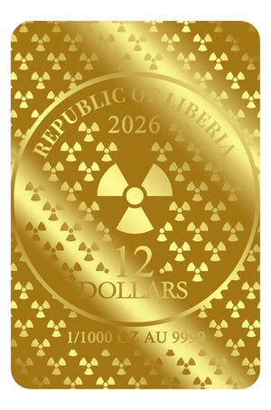 2026 Liberia Chernobyl 1/1000 oz .9999 Gold Coin in Card - Captain’s Chest Bullion