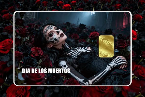 2026 Liberia Dia De Los Muertos Roses 1/1000 oz .9999 Gold Coin in Card - Captain’s Chest Bullion