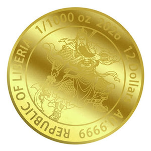 2026 Liberia Guan Yu 1/1000 oz .9999 Gold Coin in Card - Captain’s Chest Bullion