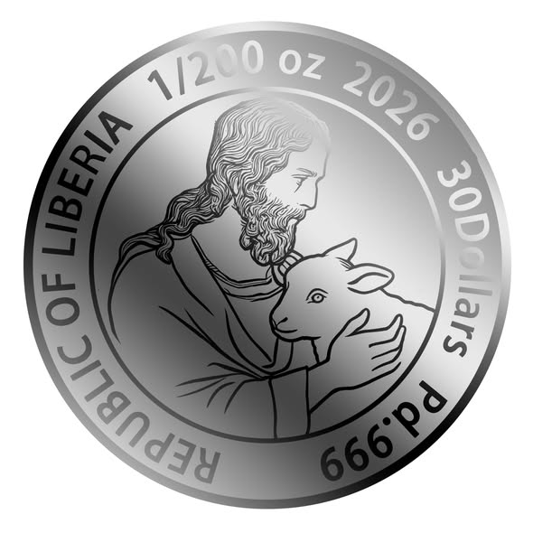 2026 Liberia Jesus 1/200 oz .999 Palladium Coin in Card - Captain’s Chest Bullion