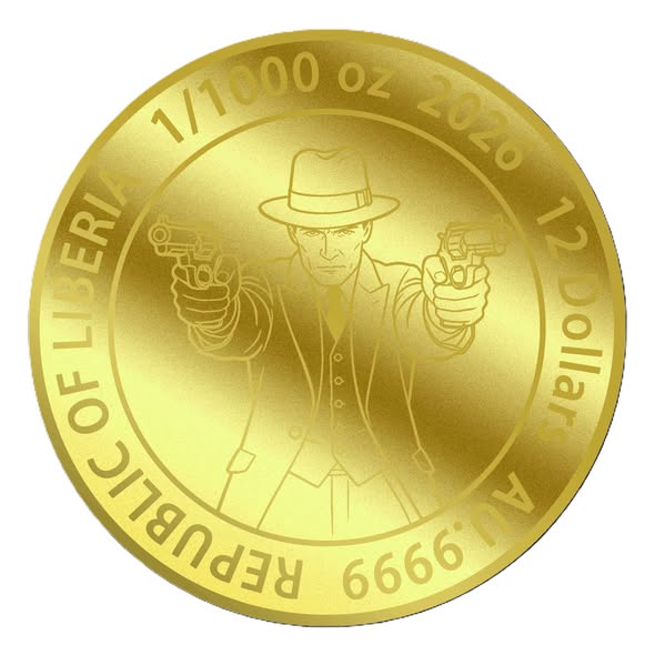 2026 Liberia Mafia 1/1000 oz .9999 Gold Coin in Card - Captain’s Chest Bullion