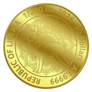 2026 Liberia Mandala The Dog 1/200 oz .9999 Gold Coin in Card - Captain’s Chest Bullion