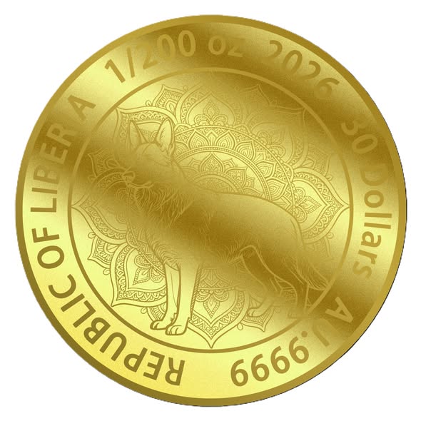 2026 Liberia Mandala The Dog 1/200 oz .9999 Gold Coin in Card - Captain’s Chest Bullion