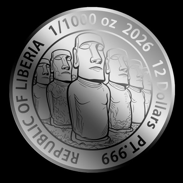 2026 Liberia Moai 1/1000 oz .999 Platinum Coin in Card - Captain’s Chest Bullion