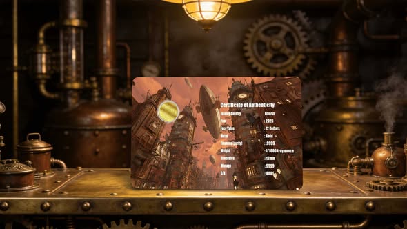 2026 Liberia Steampunk Origin 1/1000 oz .9999 Gold Coin in Card - Captain’s Chest Bullion