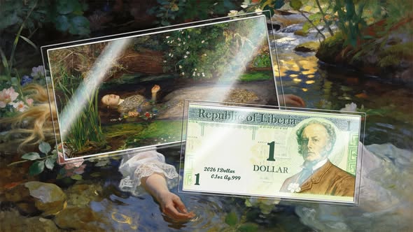 2026 Liberia The Tragedy of Ophelia 1/10 oz .999 Silver Note - Captain’s Chest Bullion